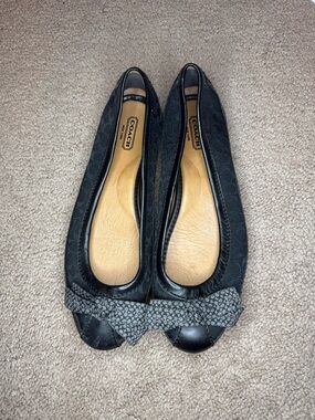 Coach Black Signature Bow Ballet Flats